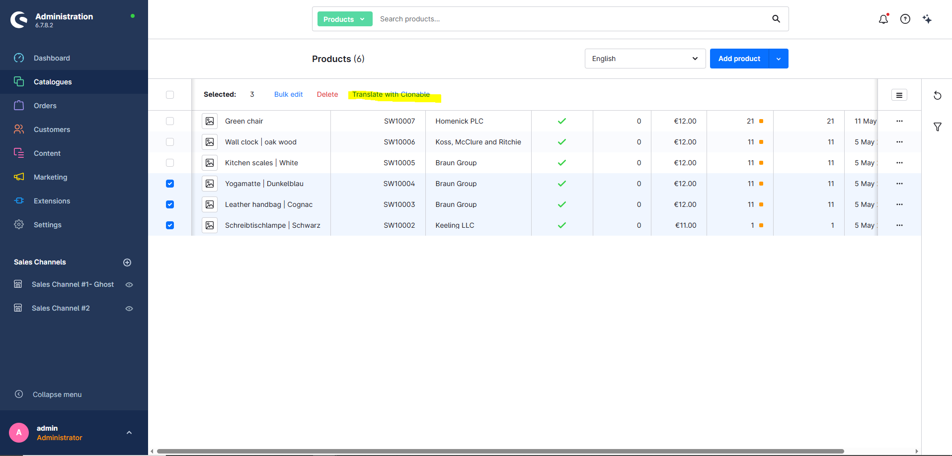 Shopware manual translations