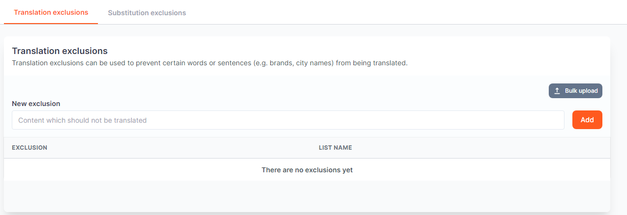 Translation exclusions